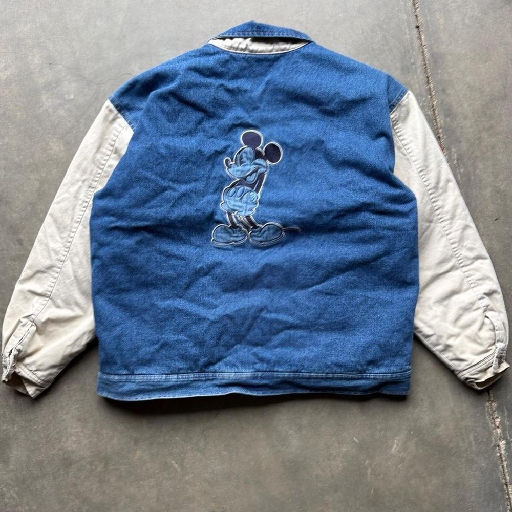 90s Disney Mickey Denim Bomber Jacket - Picture 1 of 8